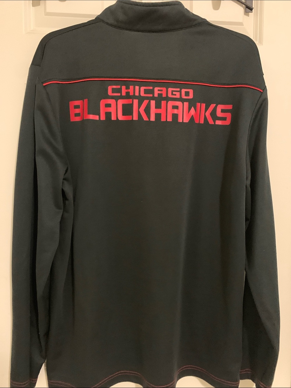 Chicago Blackhawks -Black Long-Sleeve Quarter-Zip with Red Accents and Logo